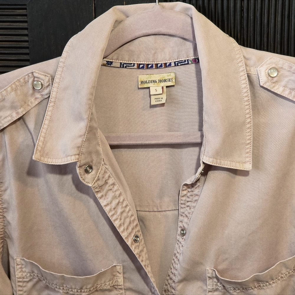 Anthropologie Holding Horses Pearl Snap Utiliy Shirt - Picture 9 of 12